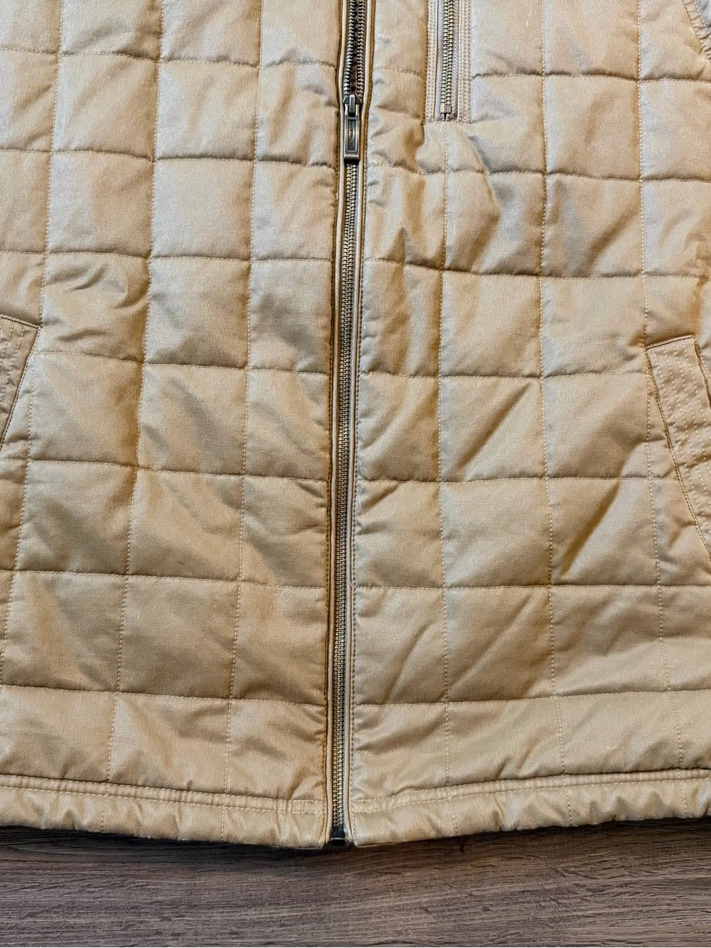 Johnston & Murphy Men’s XXL Full-Zip Quilted Faux Leather Vest Brown